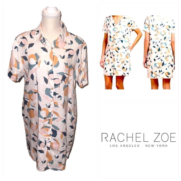 Rachel Zoe Linen Floral Short Casual Dress - Picture 1 of 14